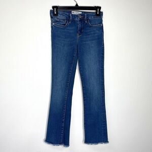 Free People Fringe Crop Mid Rise Blue Denim Jeans Women's Size 24